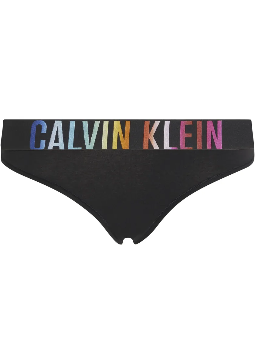 

Стринги для нижнего белья Calvin Klein "THONG" с разноцветной надписью-логотипом Calvin Klein Underwear, цвет Black W/ Ombre Pride Wb