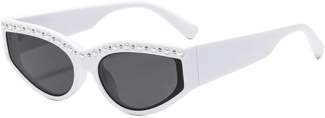 

Солнцезащитные очки с защитой UV400 | Овальные линзы «кошачий глаз», легкая оправа | для женщин и мужчин, для занятий спортом на открытом воздухе и вождения DSVIGF, White-black