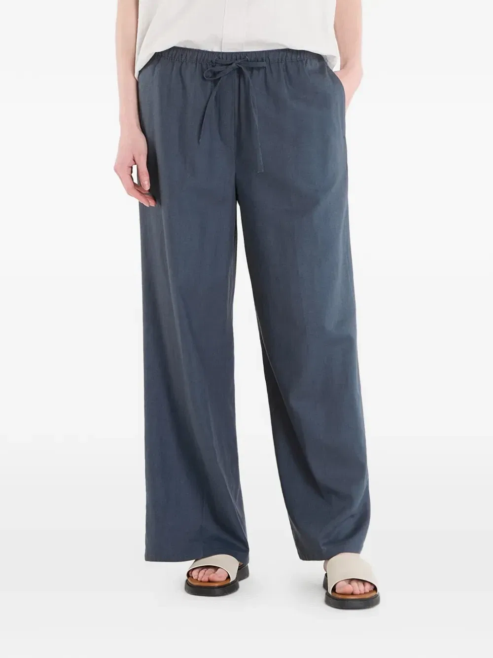Широкие льняные брюки с кулиской Calvin Klein, синий