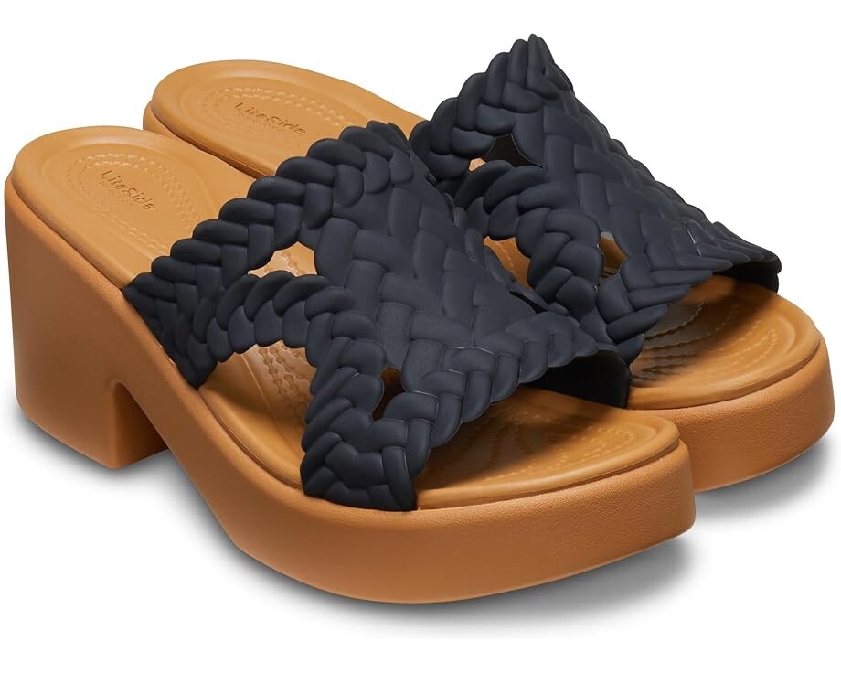 Туфли Crocs Brooklyn Woven Slide Heels, цвет Black Woven