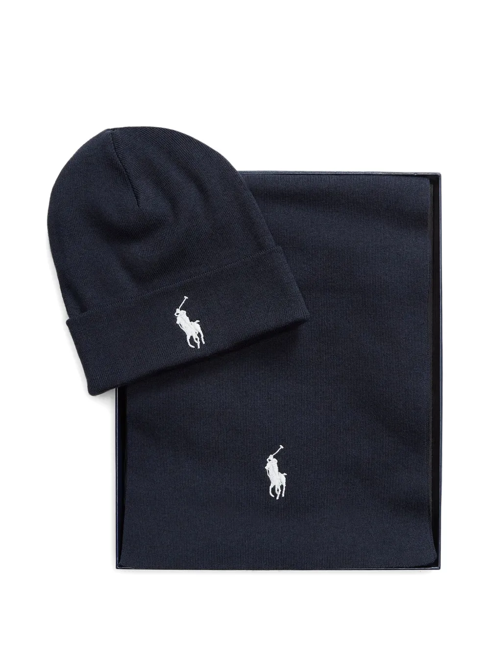 

Комплект: шапка и шарф с вышитым логотипом POLO RALPH LAUREN, синий