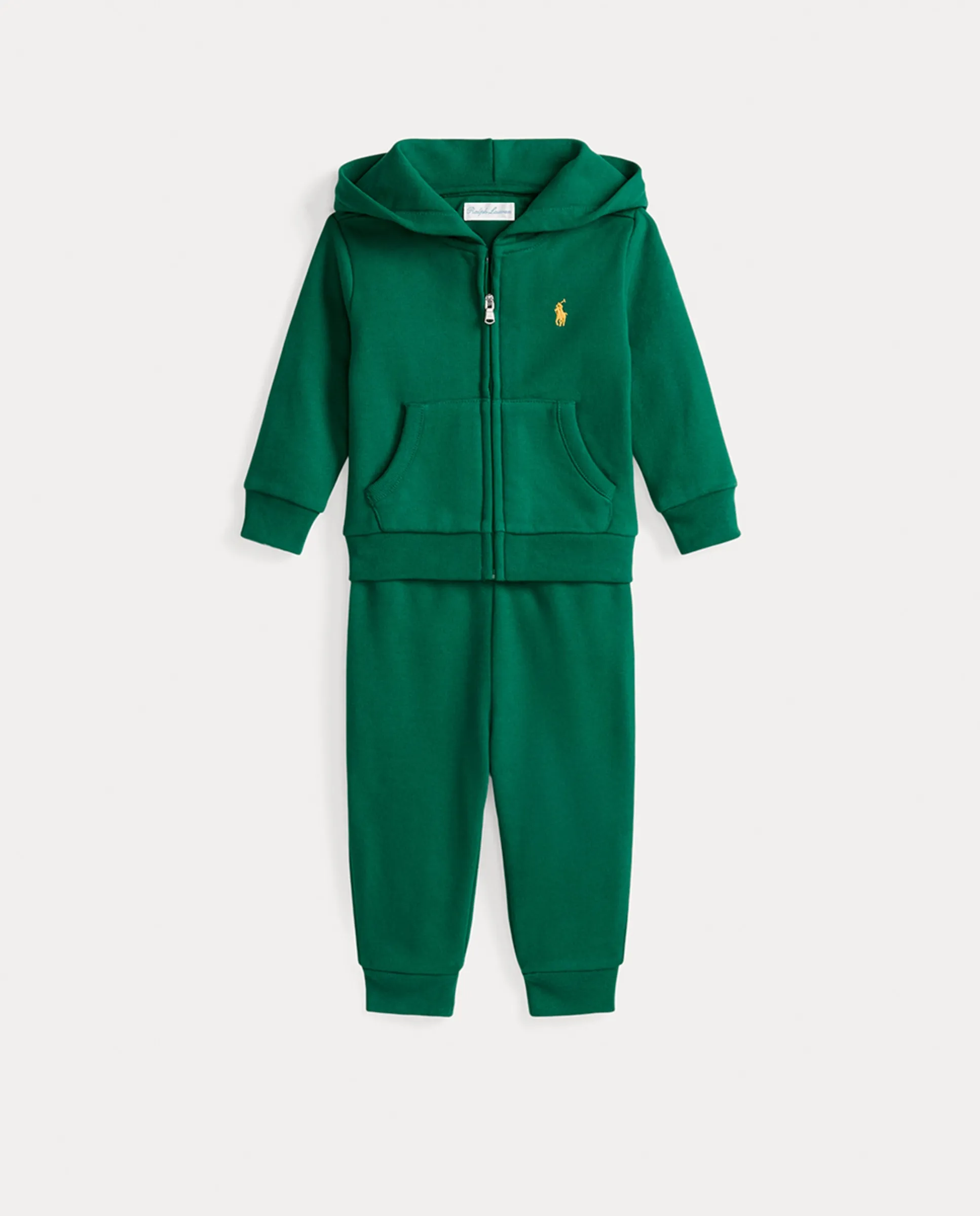

Детский комплект для мальчика из флиса с толстовкой и штанами Polo Ralph Lauren, темно-зеленый