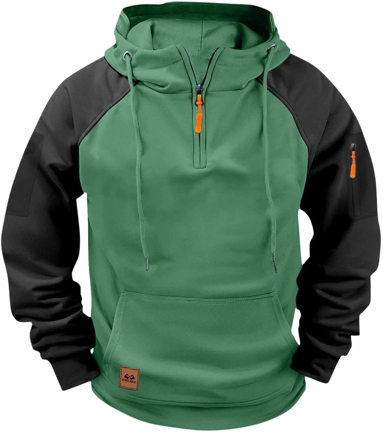 

Мужская тактическая худи с цветными блоками, флисовая, на четверть молнии