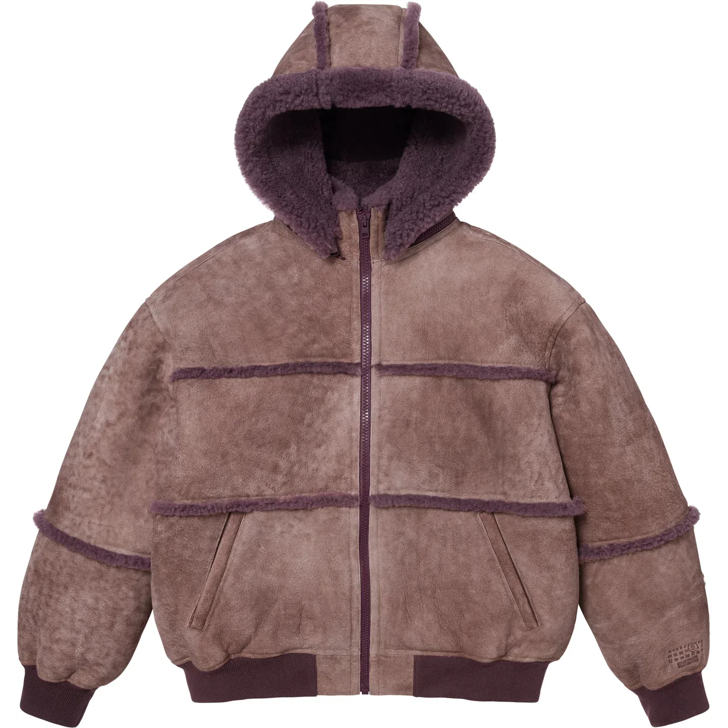 Куртка бомбер MM6 Maison Margiela SS26 WEEK4 с капюшоном из овчины, унисекс Supreme, Purple/Purple
