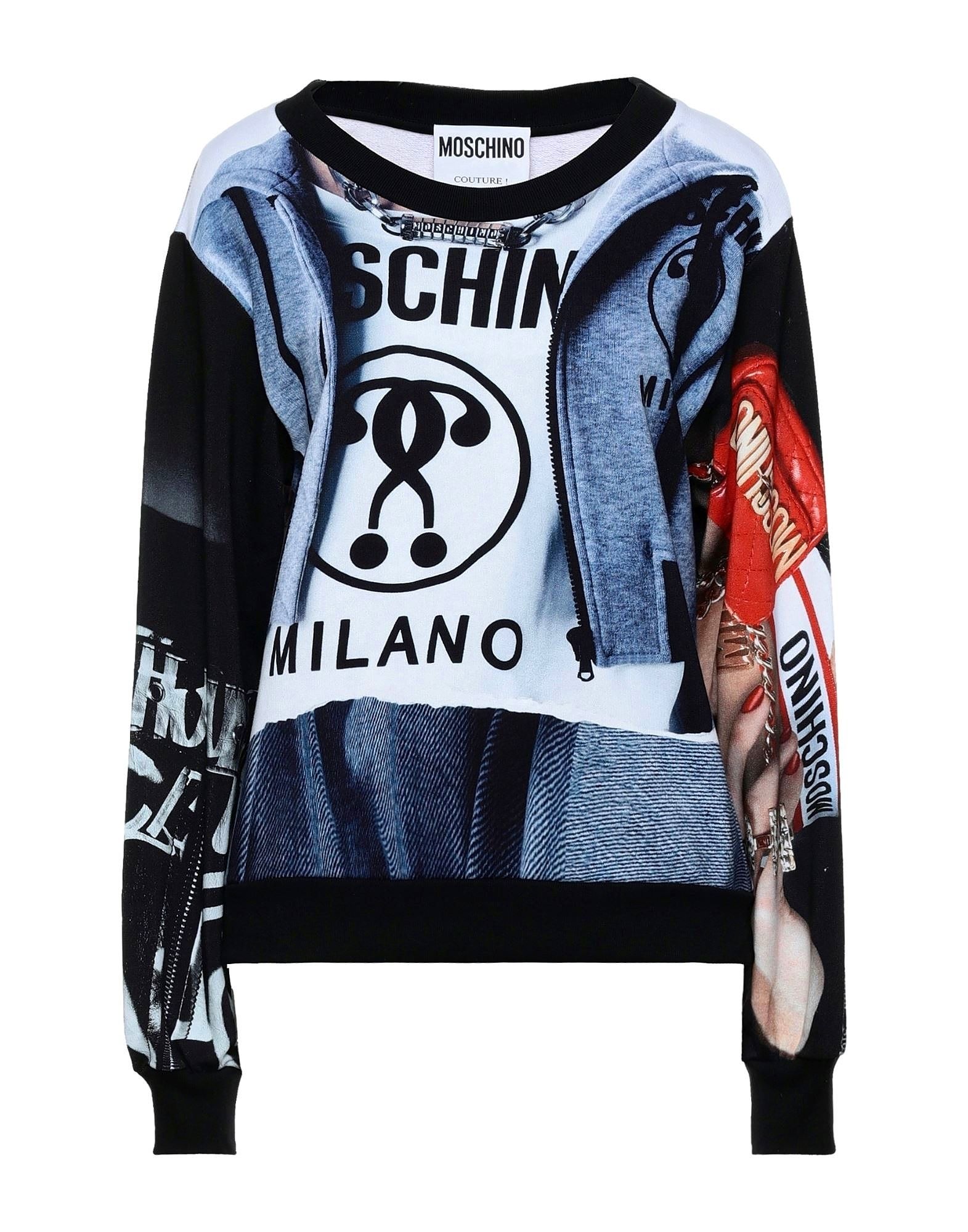 

Шикарная хлопковая толстовка с круглым вырезом и принтом Moschino Couture!, мультиколор