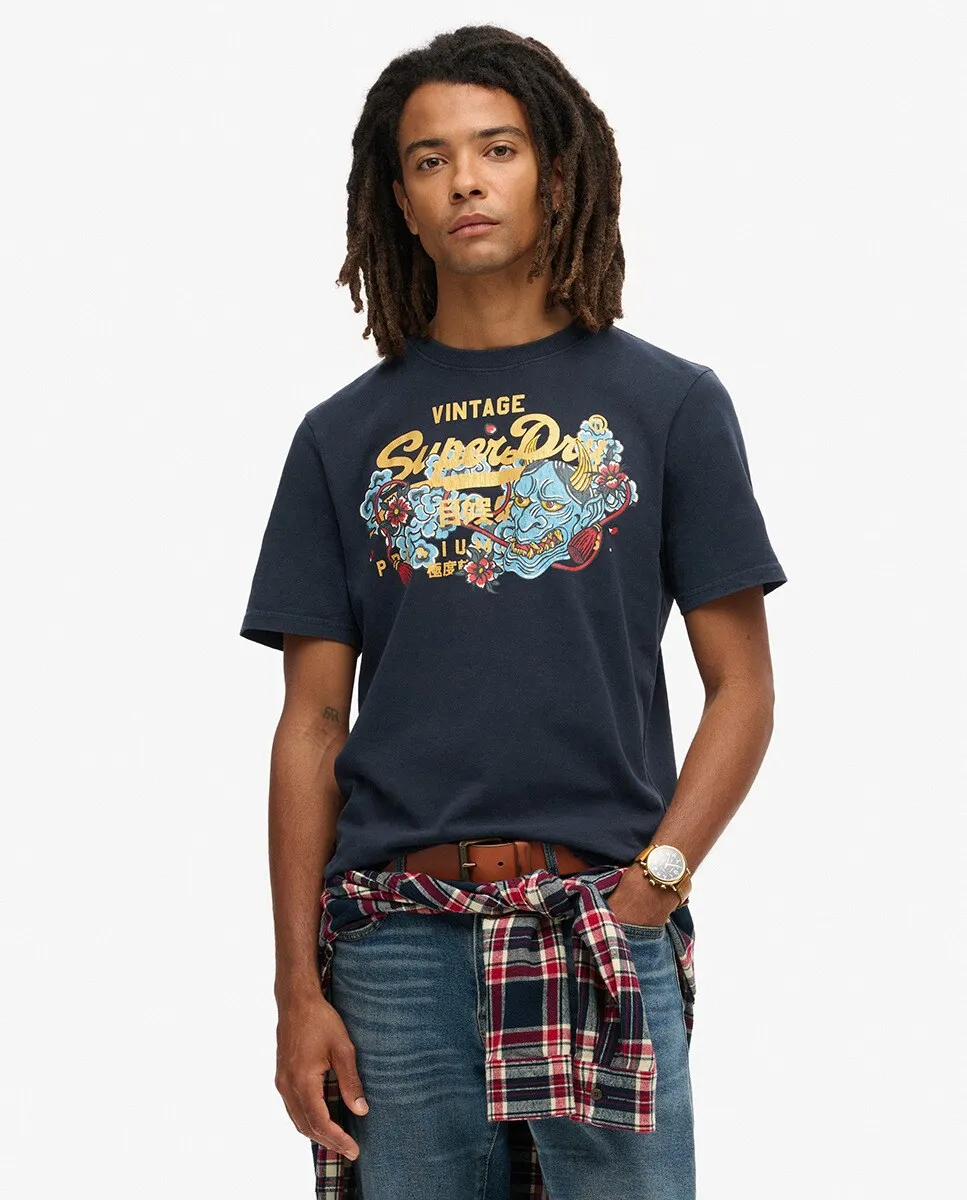 

Футболка с рисунком Токио Superdry, темно-синий