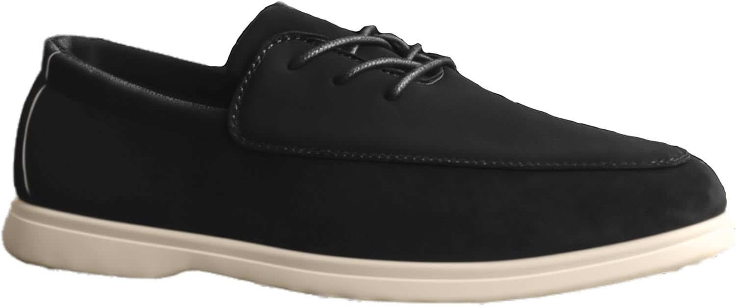 

Мужские замшевые туфли-оксфорды на низком каблуке, повседневные, с модным круглым носком, каблук-блок, мягкая подошва, нескользящие, на шнуровке, для работы, вождения и бизнеса Fifilapin, черный