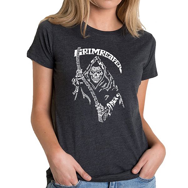 

Женская футболка premium blend с принтом grim reaper La Pop Art, Black, Черный, Женская футболка premium blend с принтом grim reaper La Pop Art, Black