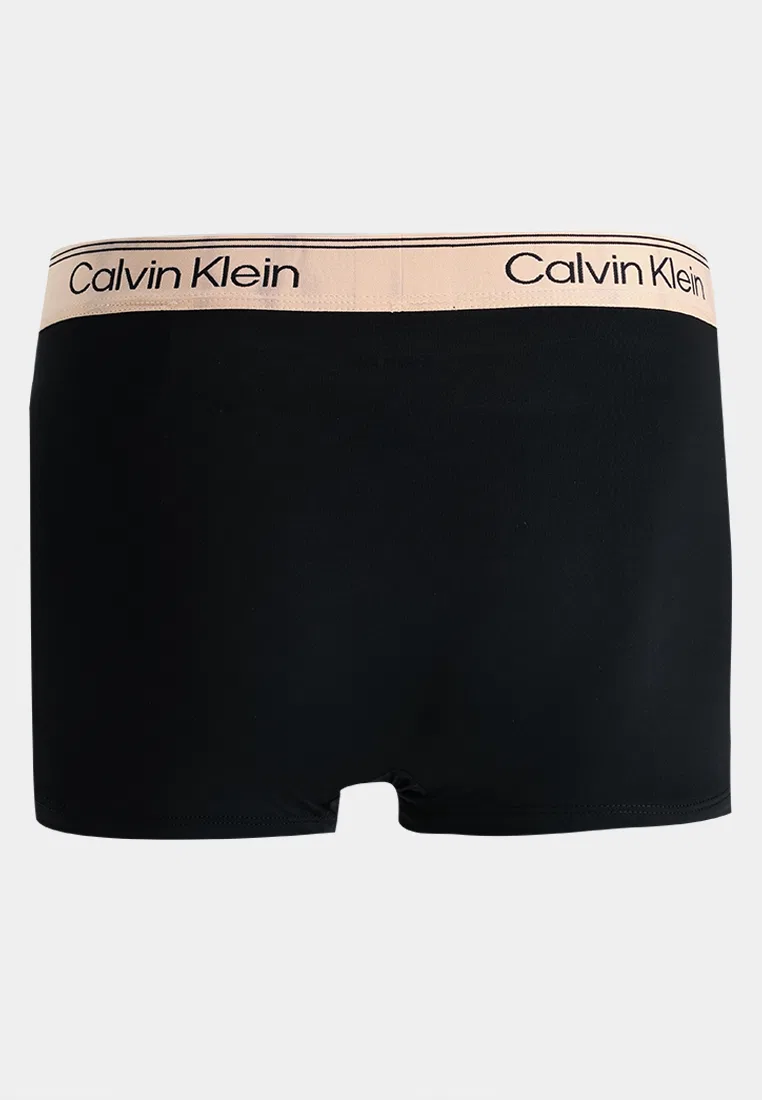 Трусы, микрофибра, низкая посадка, 3 шт., Calvin Klein, черный/синий/персиковый — фото 3