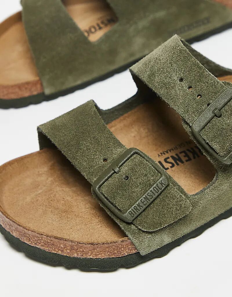 Замшевые сандалии Birkenstocks Unisex Arizona цвета тимьяново-зеленый — фото 3