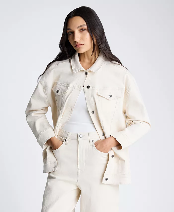 

Женская джинсовая куртка-косуха оверсайз Kenneth Cole, белый