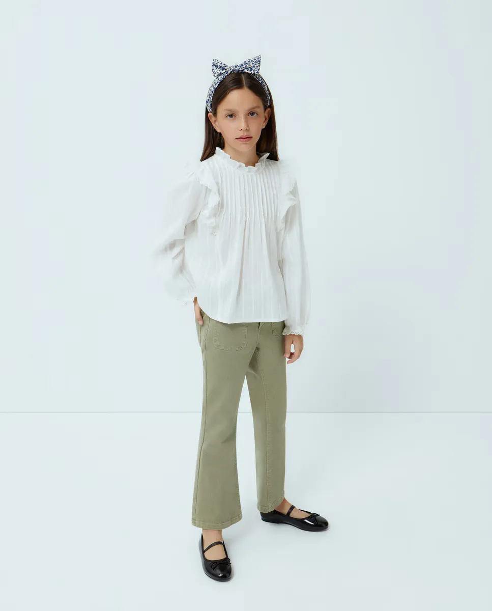 

Расклешенные демин брюки для девочки Kids El Corte Inglés, хаки