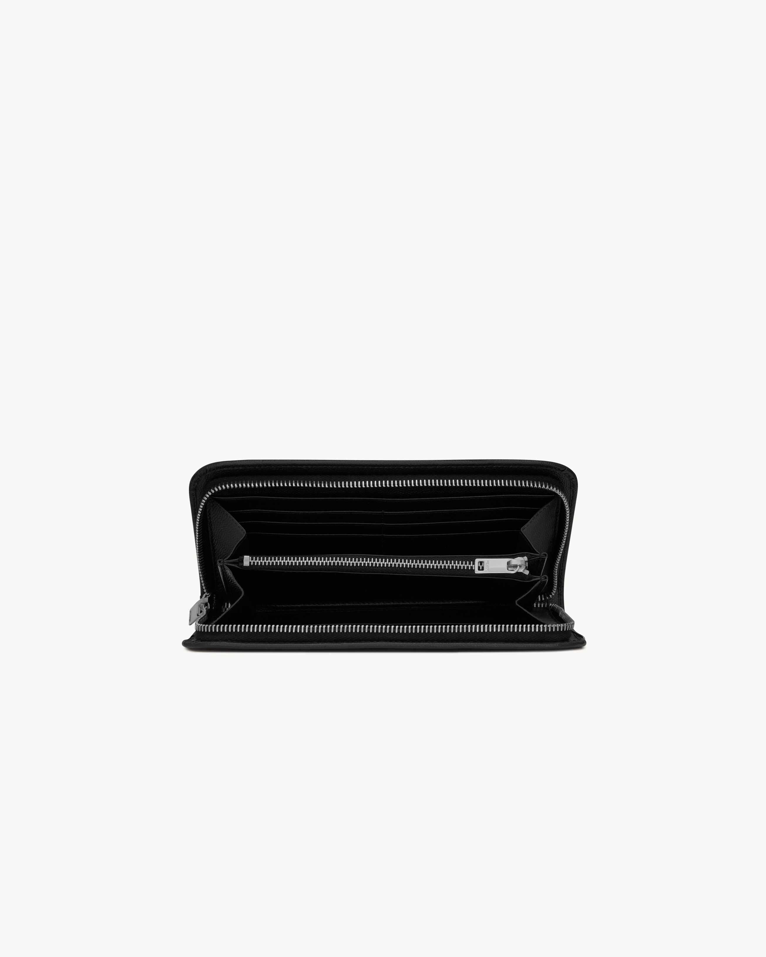 Кошелек на молнии SAINT LAURENT PARIS из кожи с тиснением grain de poudre, черный — фото 4