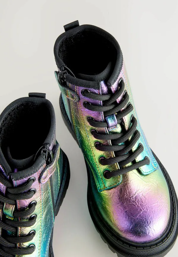 Ботинки на шнуровке широкого кроя, ботильоны на шнуровке Next, Rainbow Metallic — фото 4