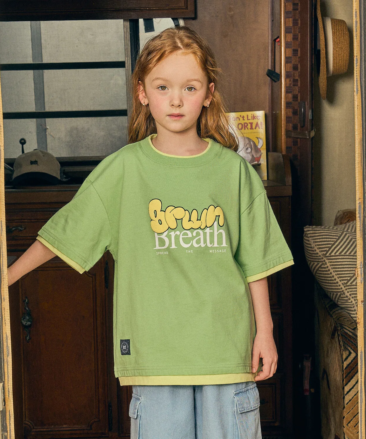 Детская многослойная футболка зелёная от Brownbreath Kids