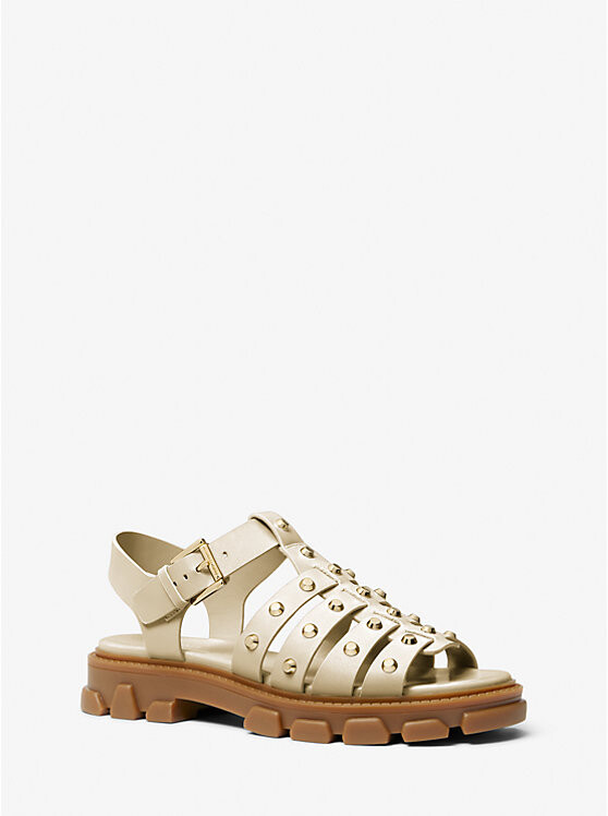 

Сандалии из металлизированной кожи с заклепками Jagger Michael Kors, бежевый