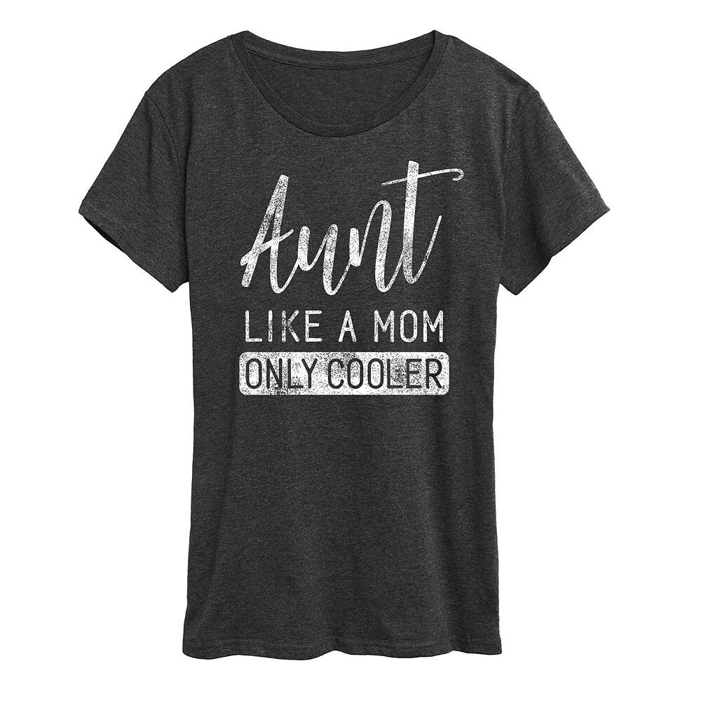 

Женская футболка с рисунком Aunt Like A Mom Only Cooler Licensed Character, цвет Heather Charcoal