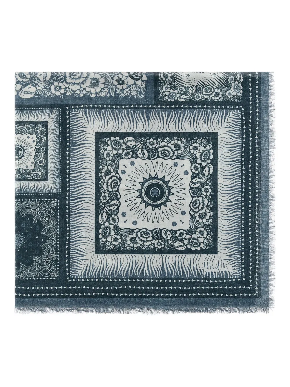 

Шаль с зебровым узором и логотипом Roberto Cavalli, синий