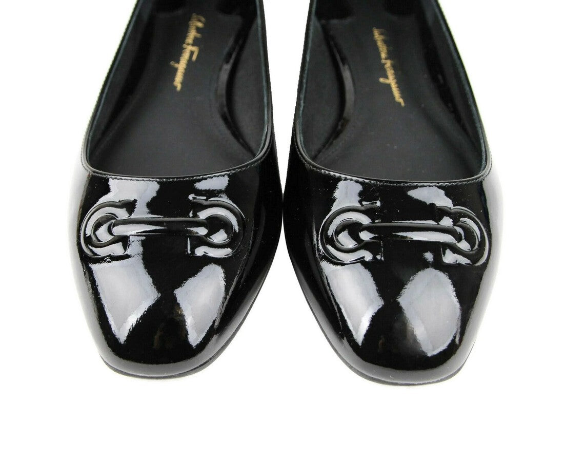 Женские лакированные балетки Salvatore Ferragamo, черный