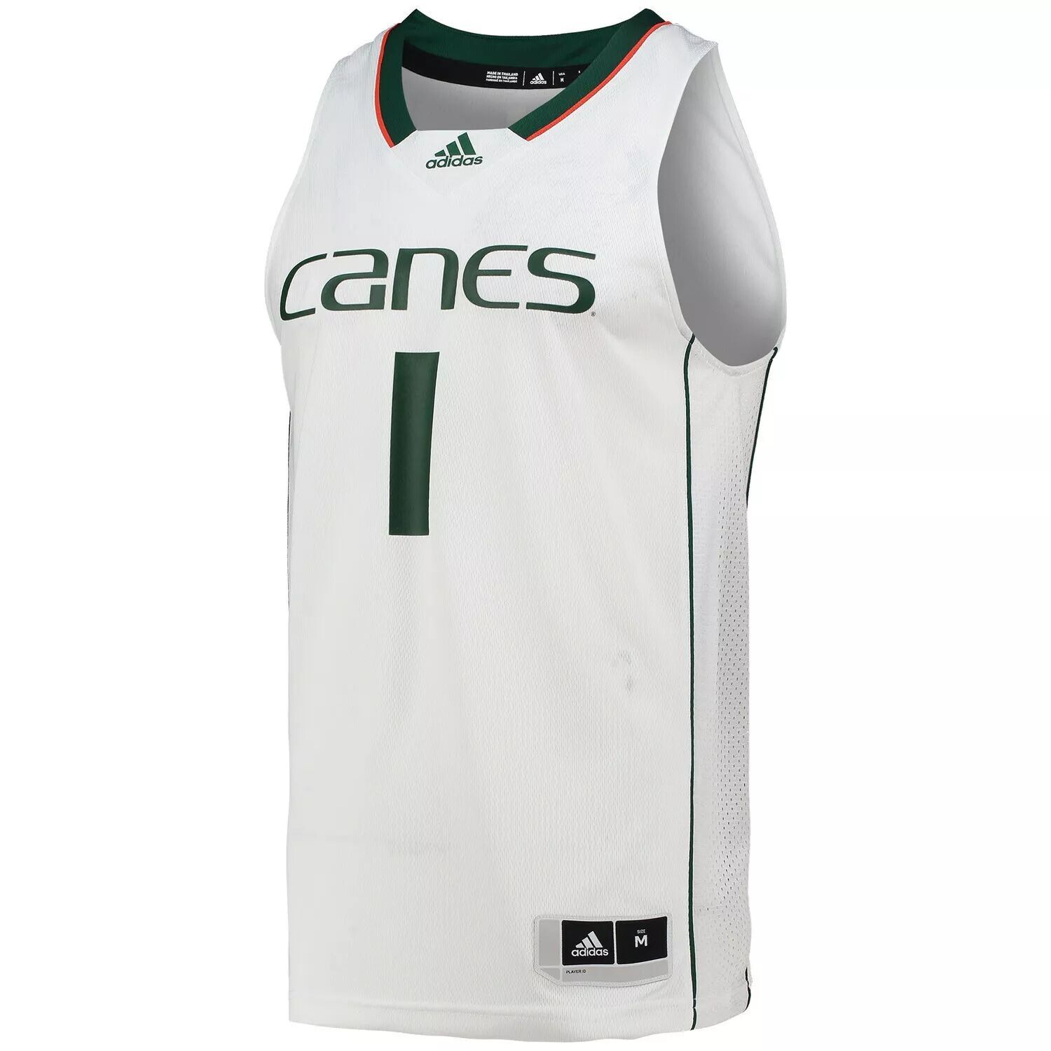 Мужская белая баскетбольная майка Adidas #1 Miami Hurricanes Team Swingman — фото 2