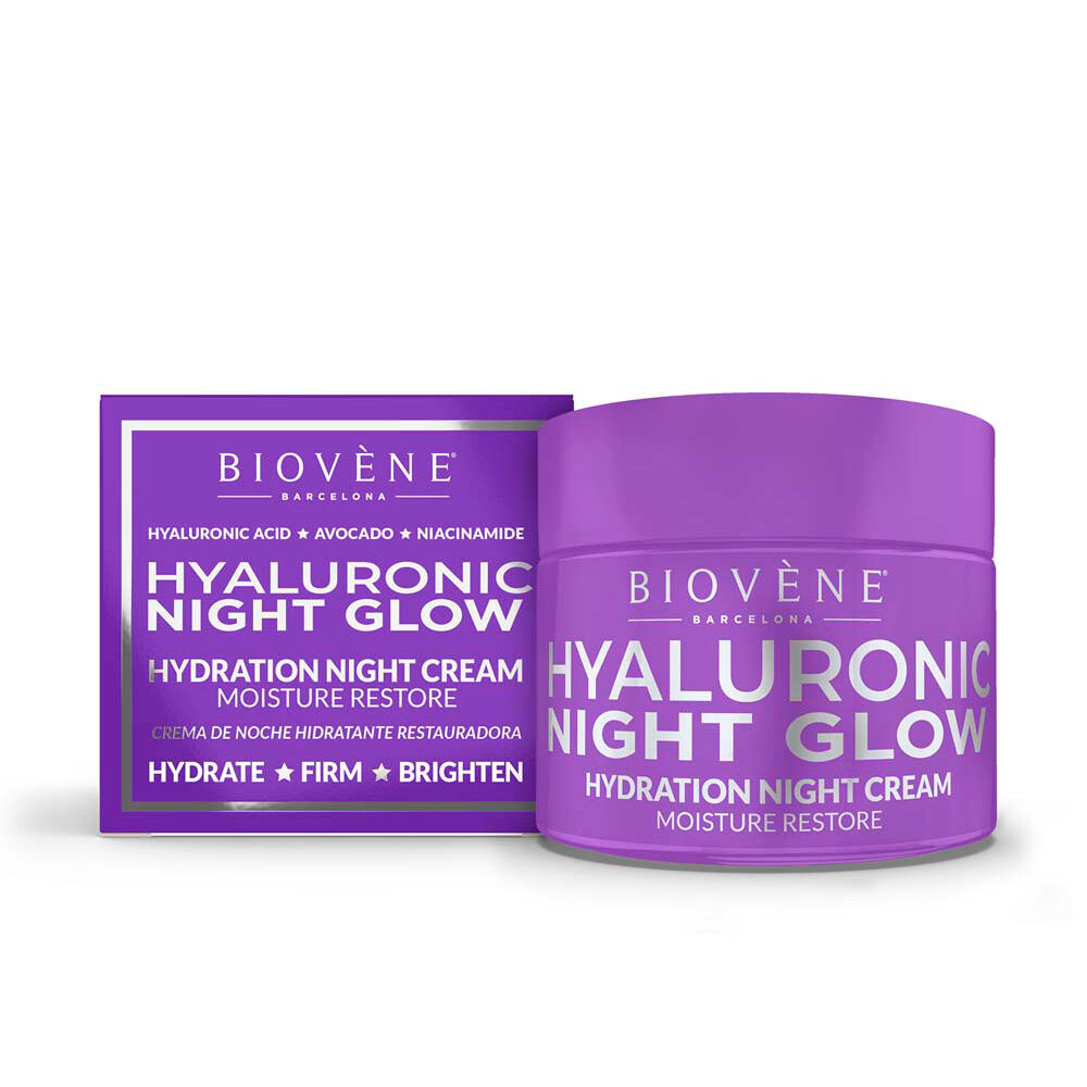 

Увлажняющий крем для ухода за лицом Hyaluronic night glow hydration night cream moisture restore Biovene, 50 мл