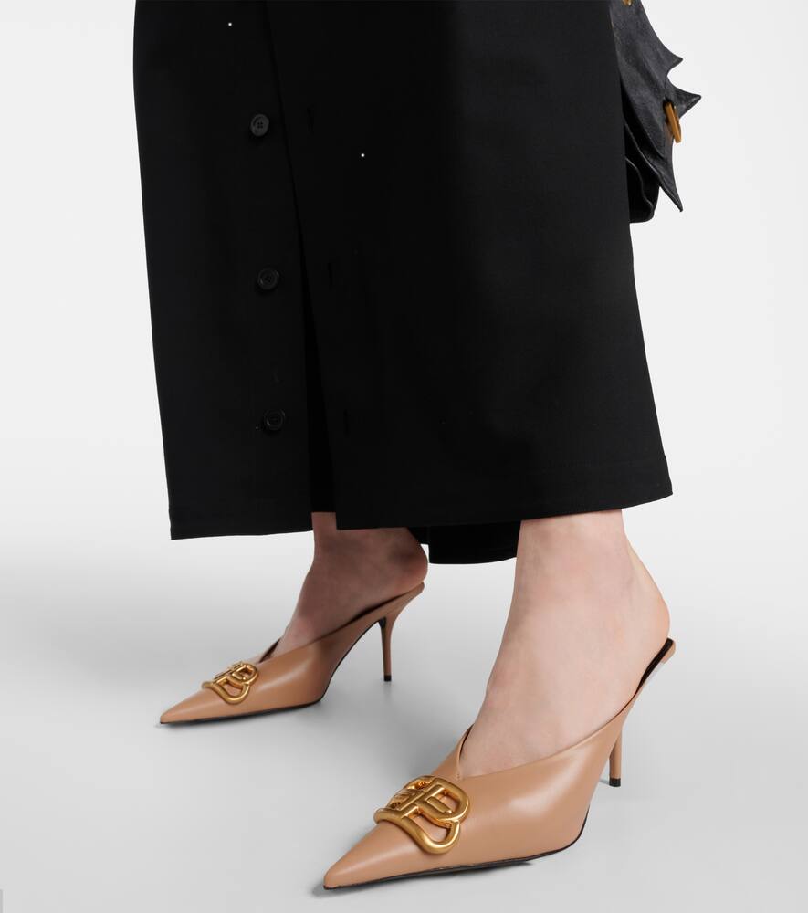 Квадратные мюли 80 BB из кожи Balenciaga, Nude Beige/Gold — фото 4