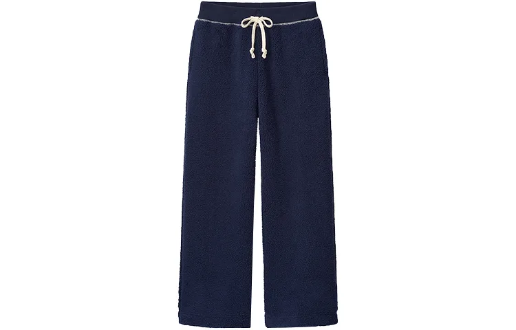 UNIQLO Брюки casual Jw Anderson Co Branded Series для женщин, цвет navy blue, умеренный прямой крой