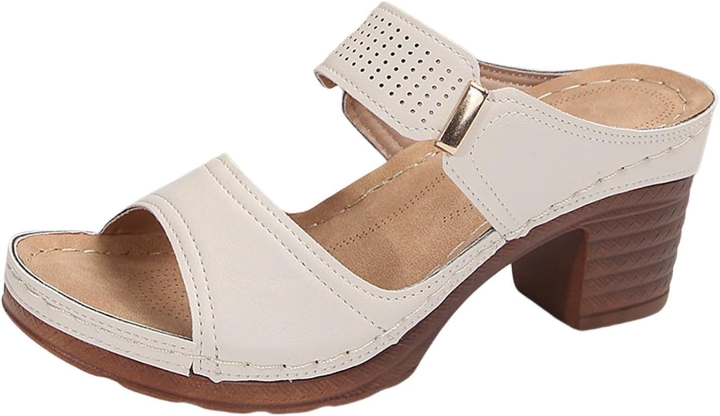 

Женские сандалии ZWRXW Нарядные летние сандалии на танкетке Повседневные удобные ортопедические сандалии Сандалии с массивным каблуком Открытый носок Для ходьбы Танкетка Шлепанцы Слайды, бежевый