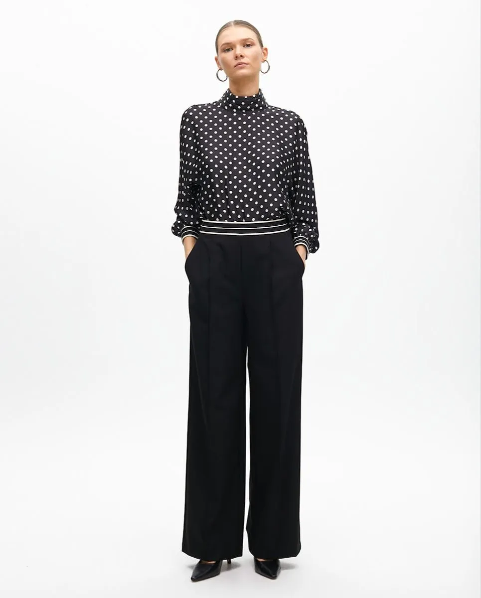 

Женские прямые брюки с карманами и полосатой талией Lola Casademunt, черный