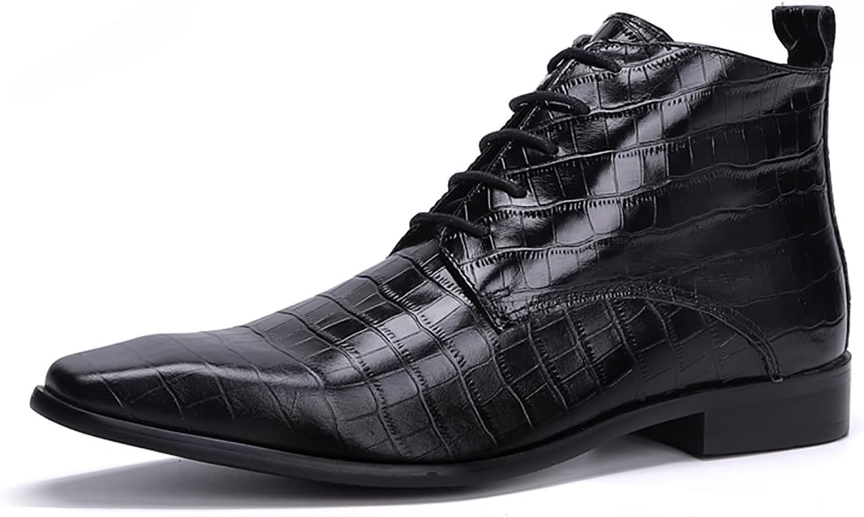 

Мужские туфли-оксфорды Santimon из натуральной кожи - ботинки Челси с тиснением под клетку и боковой молнией, роскошные формальные ботинки для работы, свадьбы, вечеринок и повседневной носки, черный