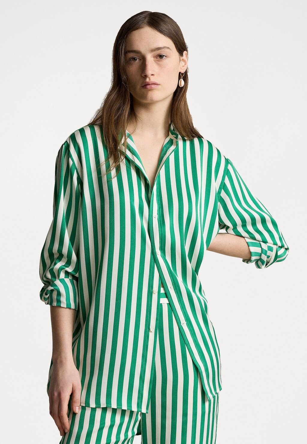 

Рубашка-блузка OVERSIZE FIT STRIPED SILK SHIRT Ralph Lauren, зеленый