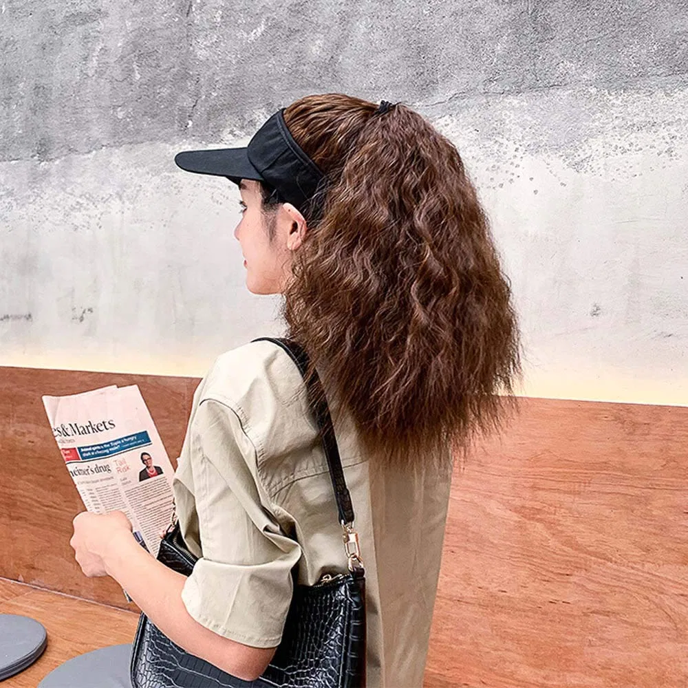 Бейсболка с длинными волнистыми синтетическими волосами YEKEYI Yekeyi, Beige Coffee — фото 4