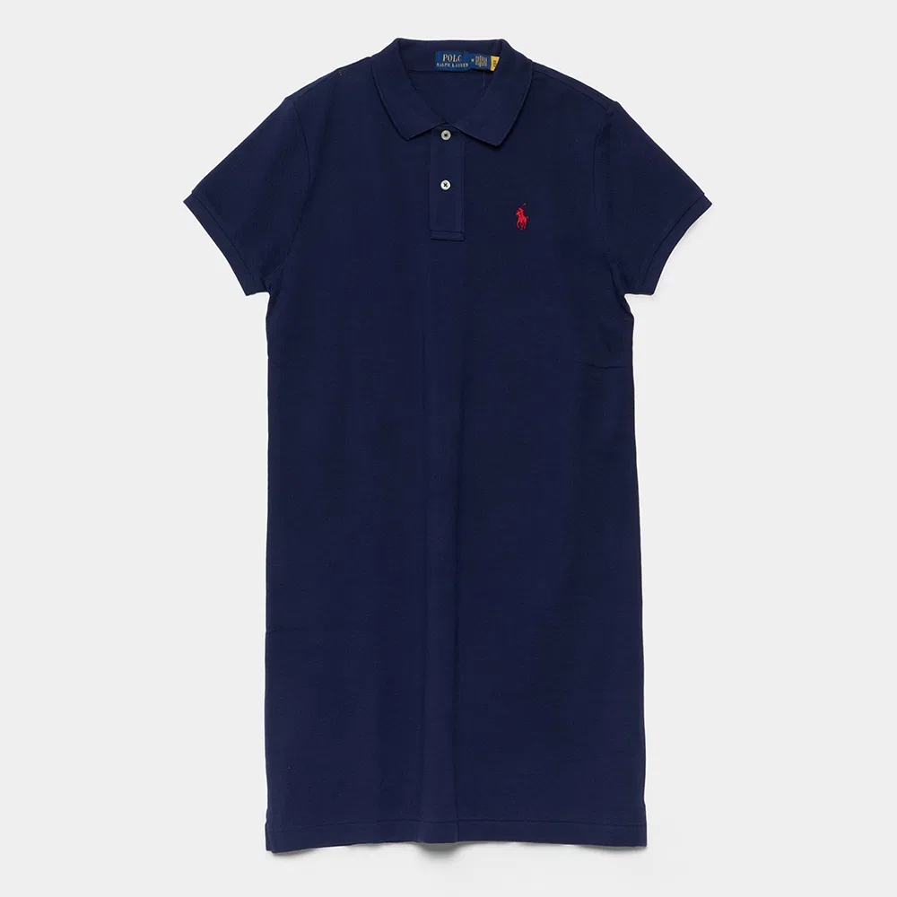 Женское платье-поло из хлопковой сетки синее от Polo Ralph Lauren