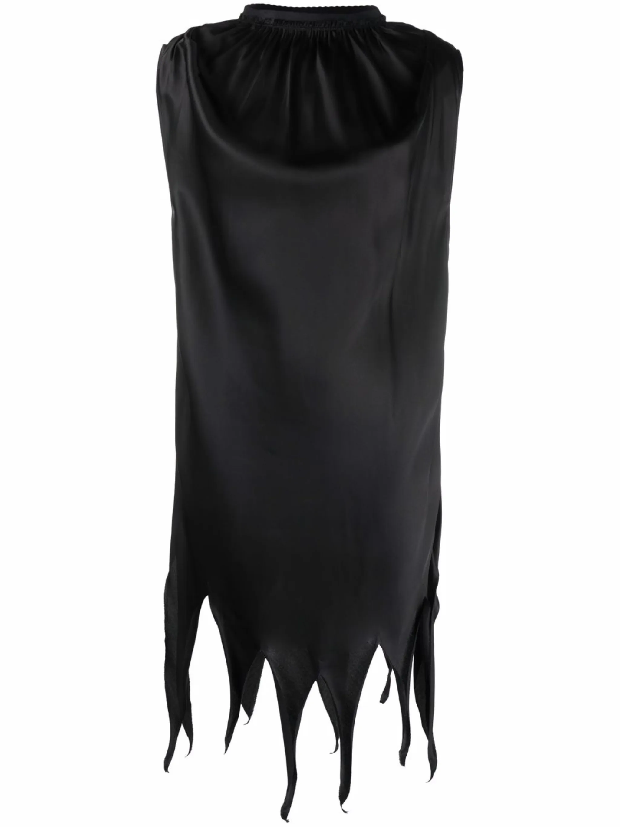 

Атласное платье с необработанным подолом Mm6 Maison Margiela, черный