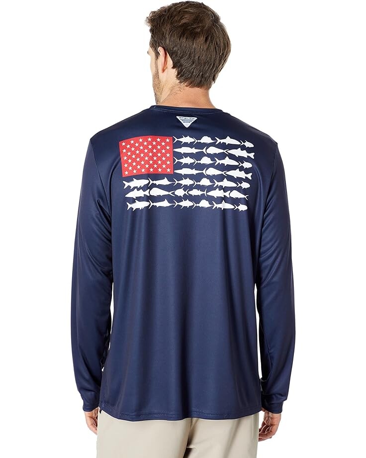 

Рубашка Columbia Terminal Tackle PFG Fish Long Sleeve, цвет Collegiate Navy/Red Spark