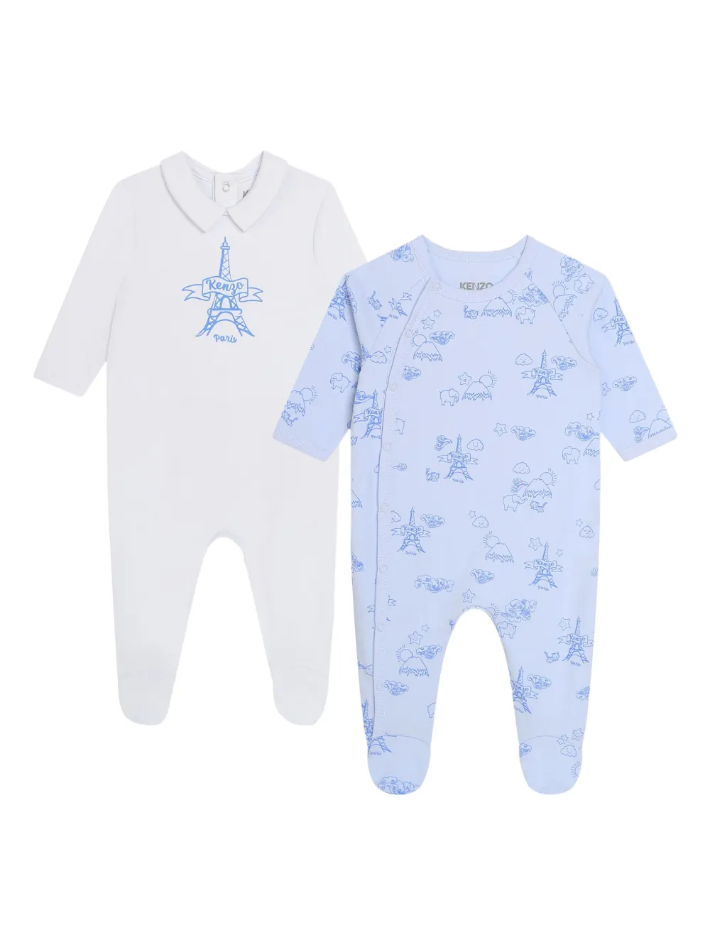 

Комплект из двух комбинезонов с логотипом Kenzo Kids, синий