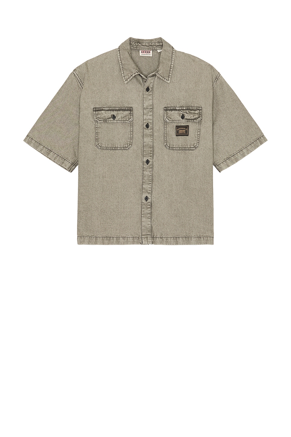 

Джинсовая рубашка с короткими рукавами Boxy Guess Originals, tinted grey wash