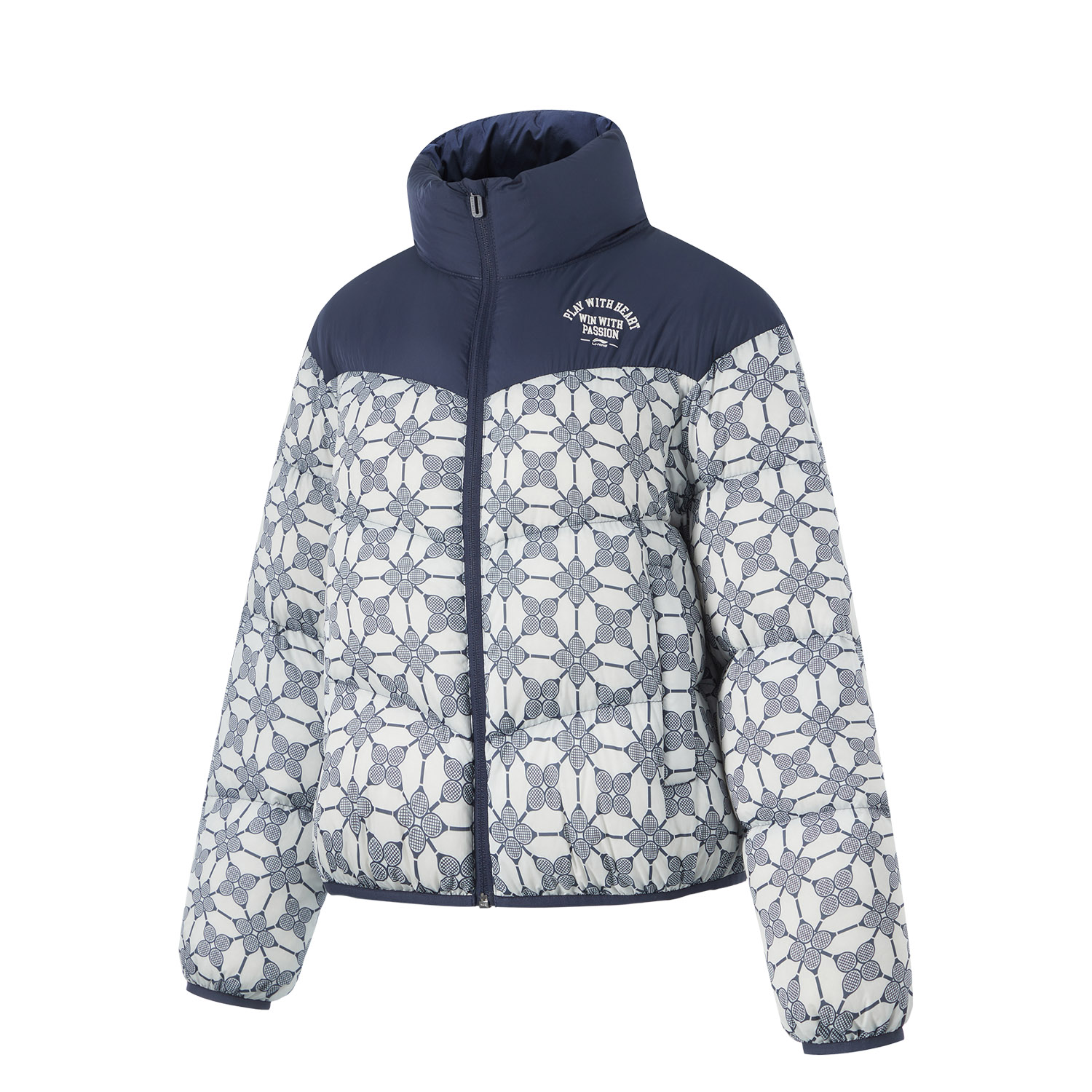

LiNing Sports Life Collection Пуховая куртка Женская Стандартный белый/Темный ирисовый синий Полная печать, Стандартный белый/Темный ирисовый синий Полная печать