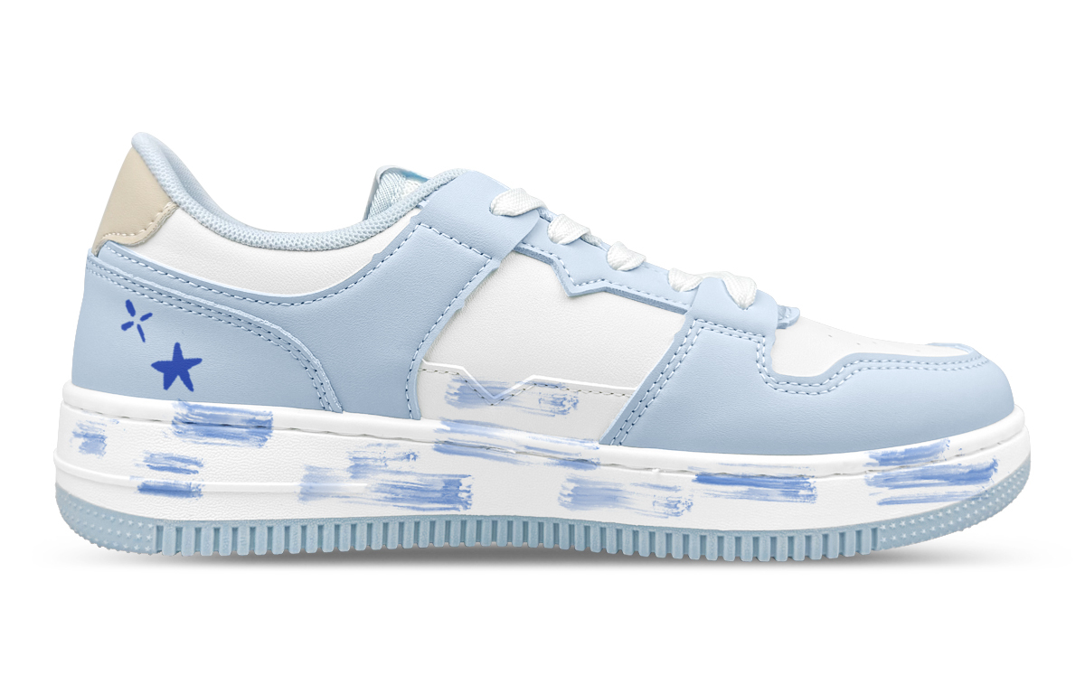 WARRIOR Износостойкие и легкие низкие кроссовки для скейтбординга Unisex White Blue — фото 3