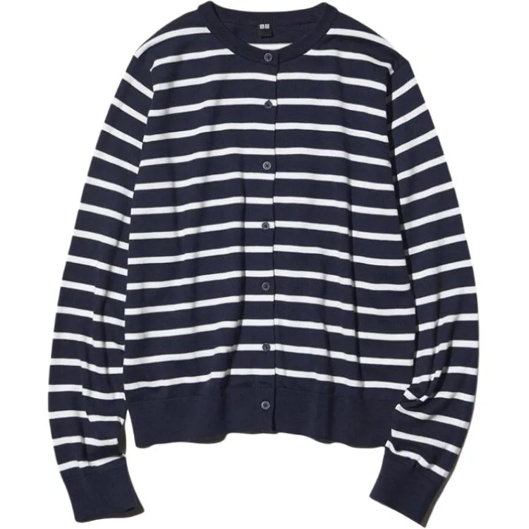 UNIQLO Кардиган женский темно-синий с круглой горловиной