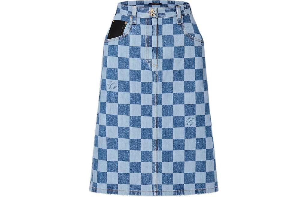 

Повседневная длинная юбка женская синяя Louis Vuitton
