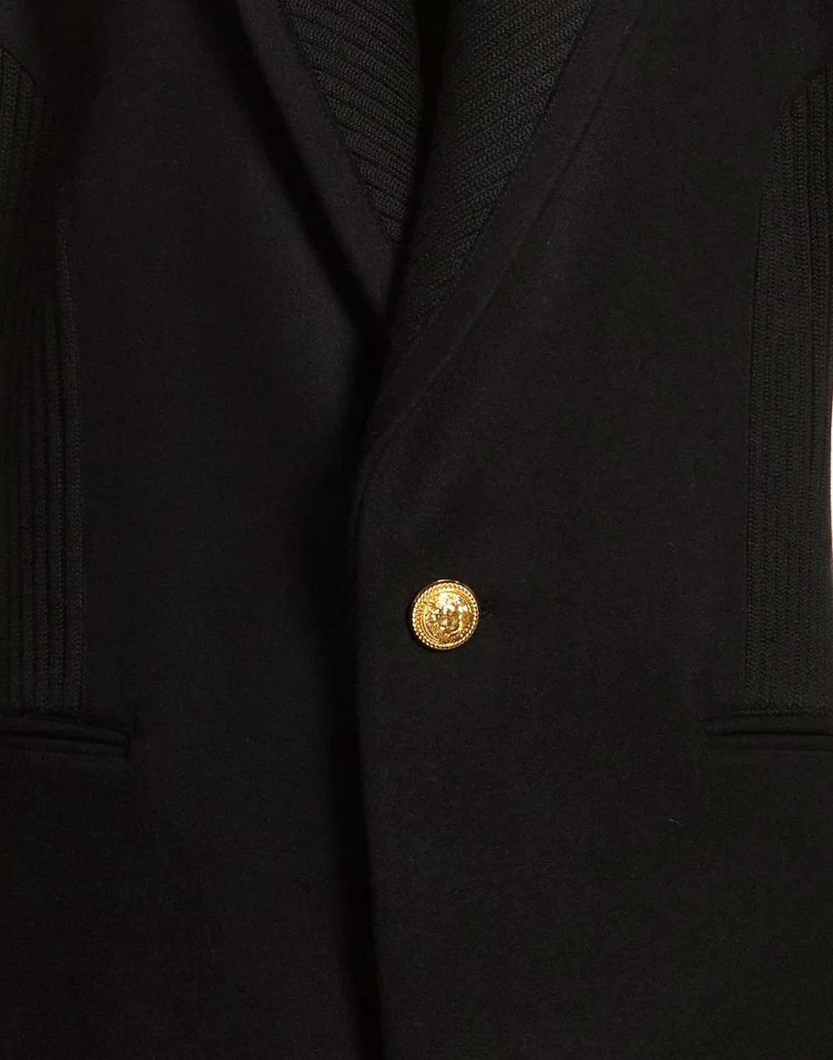 Пальто однобортное из шерсти Black BALMAIN — фото 4