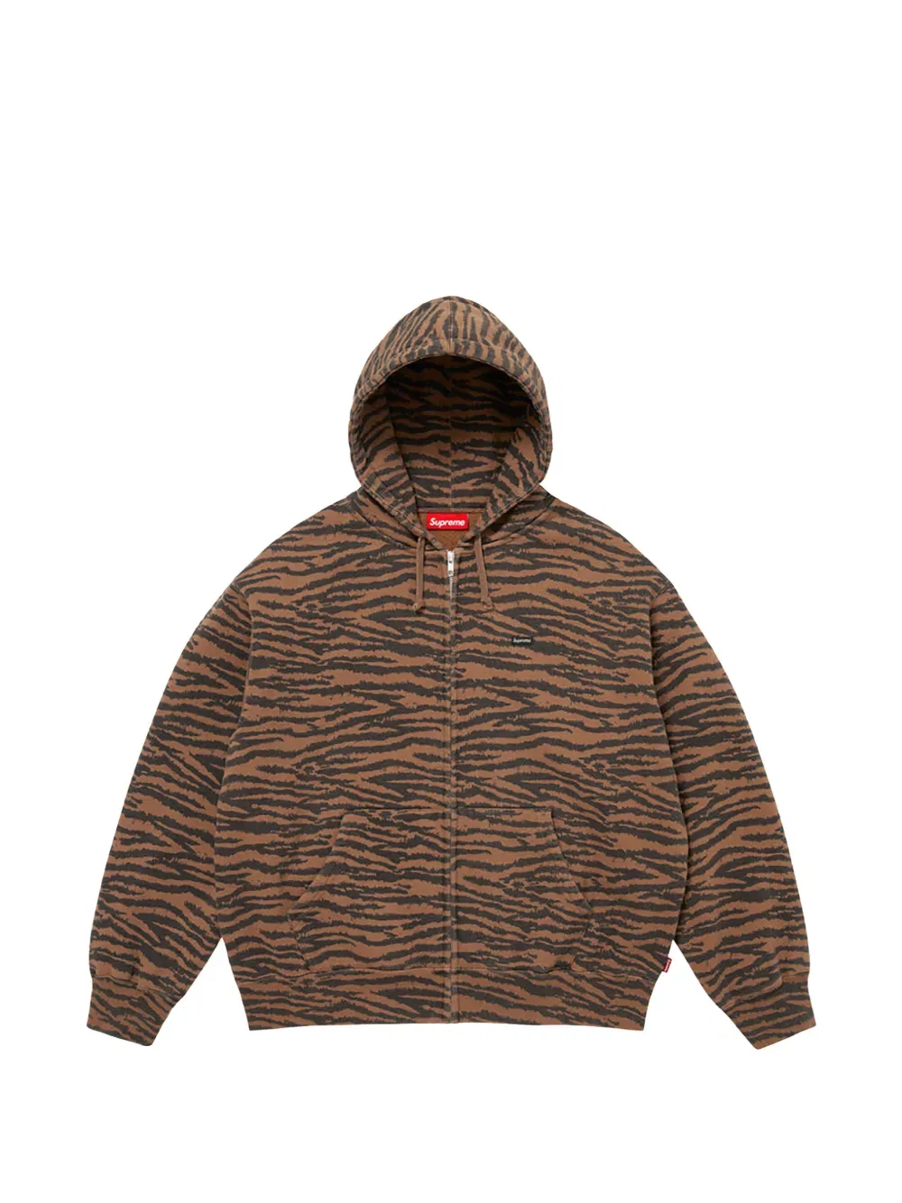 Худи с анималистическим принтом в виде маленькой коробки Supreme, коричневый