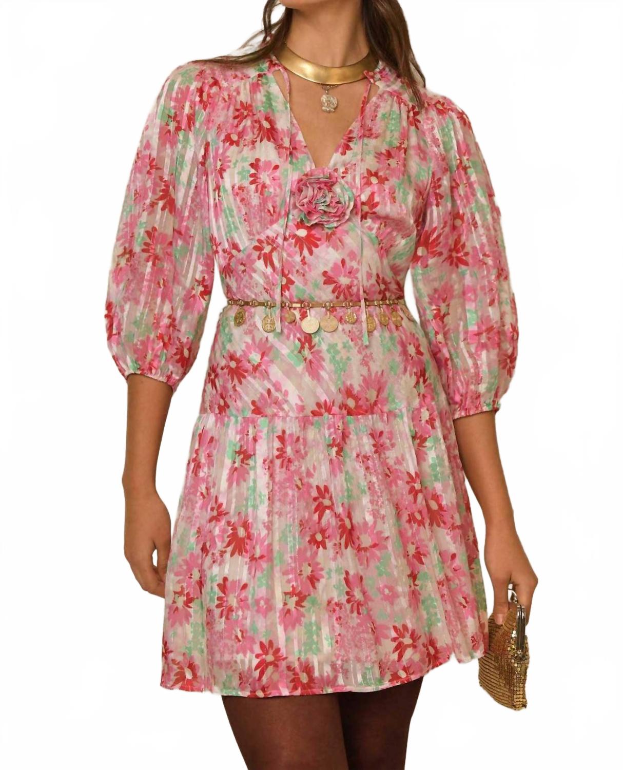 

Мини-платье Devi в розовом цвете с принтом "Daisy Trail" Rixo