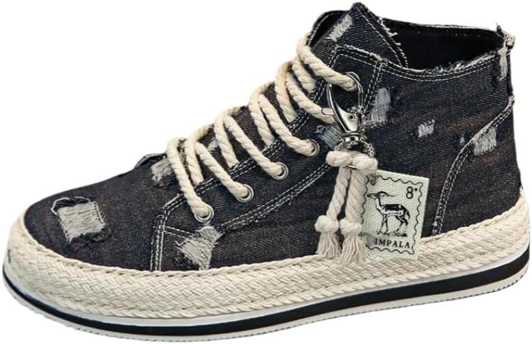 

Мужские высокие кроссовки из мягкого денима. Модные и уникальные. Удобные стельки Clolinde, черный