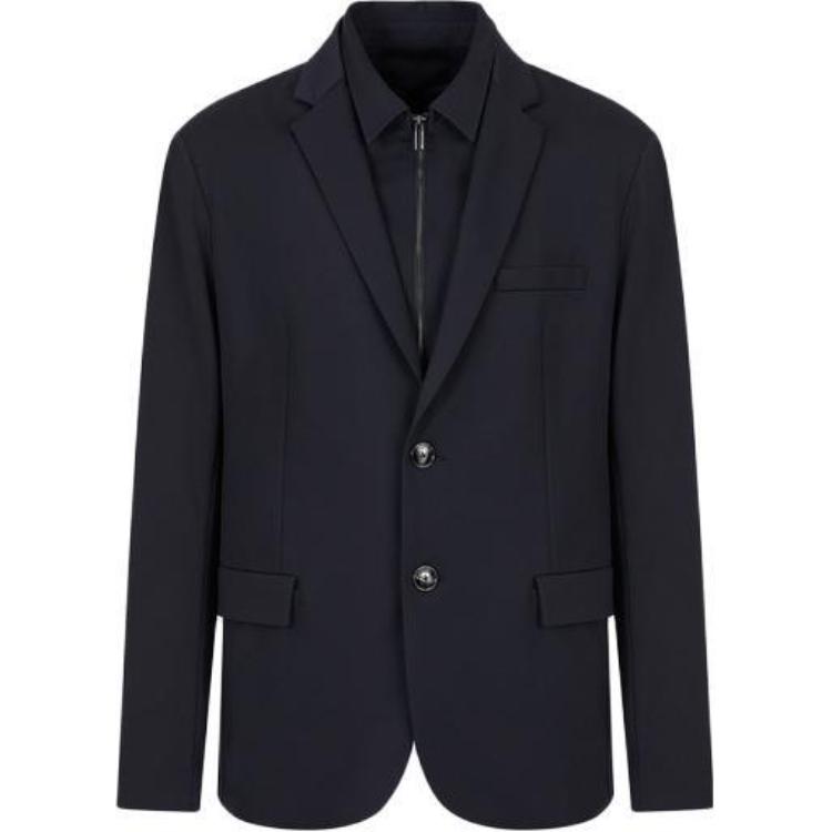 

SS23 Деловой пиджак мужской, цвет морской волны EMPORIO ARMANI, Marine Blue