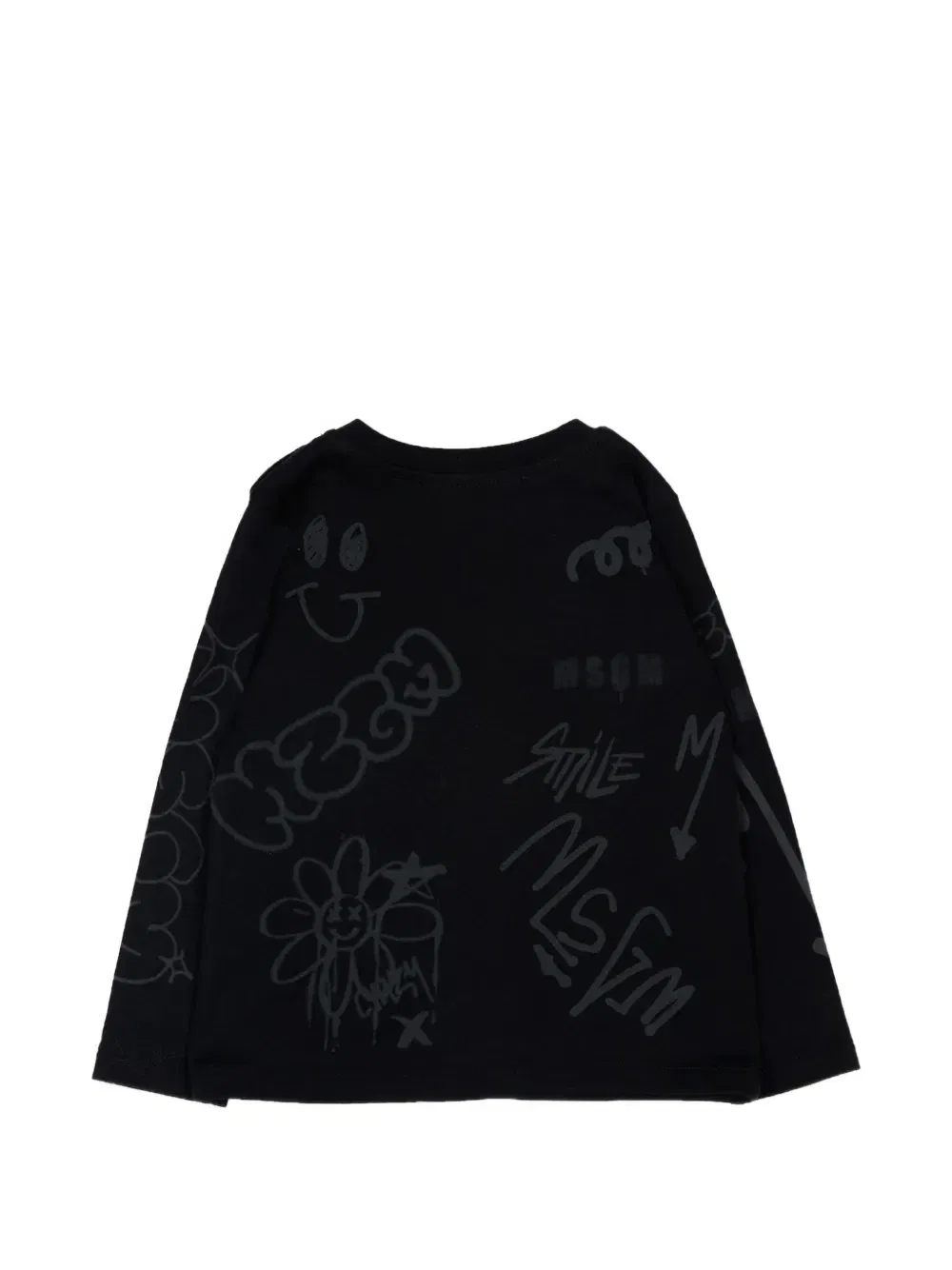 Футболка с длинными рукавами и графическим принтом Msgm Kids, черный — фото 2