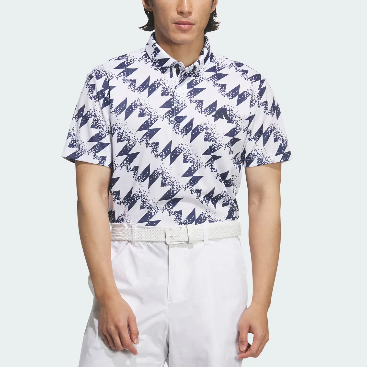 Поло для гольфа мужское White/College Navy с воротником Adidas — фото 4
