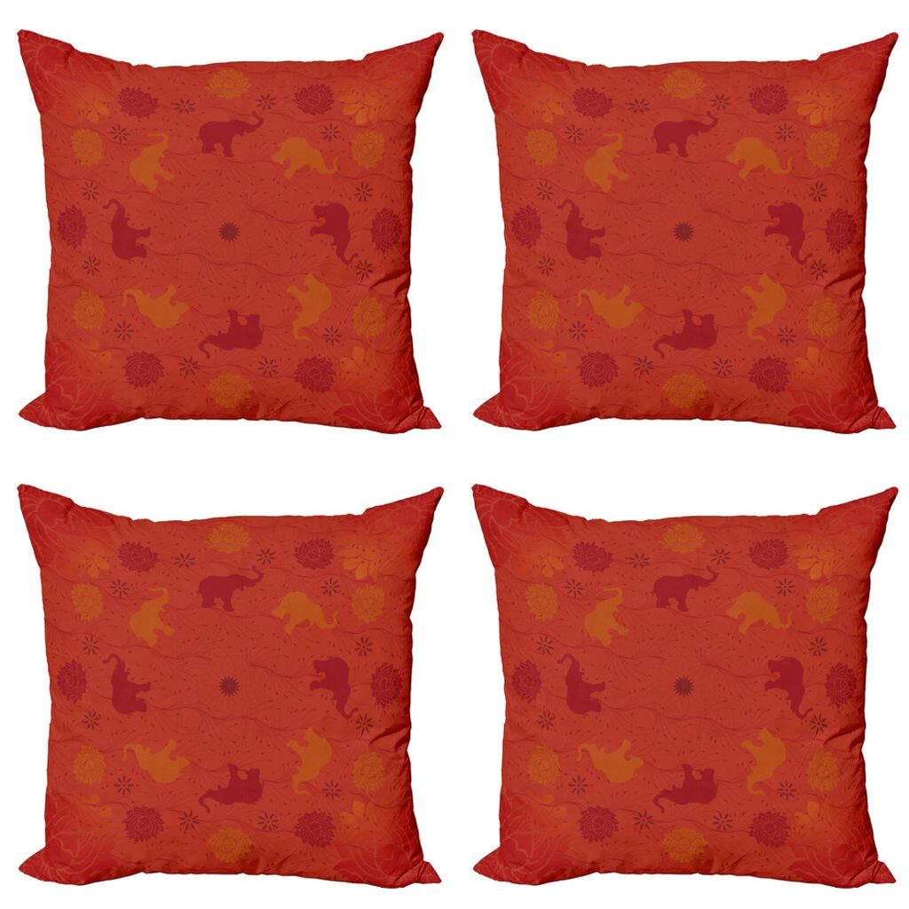 

ABAKUHAUS Red Mandala Набор чехлов для подушек (4 предмета), тема природы, современная двусторонняя цифровая печать, 40 см x 40 см, алый красный
