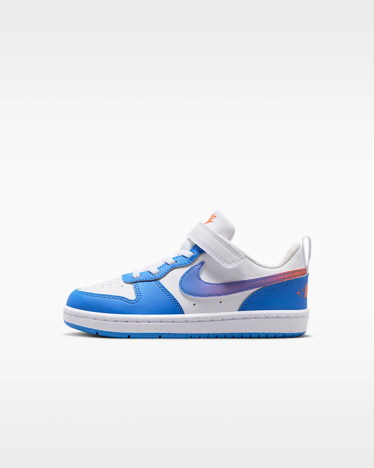 Кроссовки Nike Court Borough Low для детей, White/Bright Violet/Turf Orange/Blue Crystal